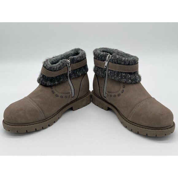 Crown Vintage Cassidy Jr. Kids Boots Size 13 Faux Suede Gray Ankle Boots With Fa - Picture 7 of 8